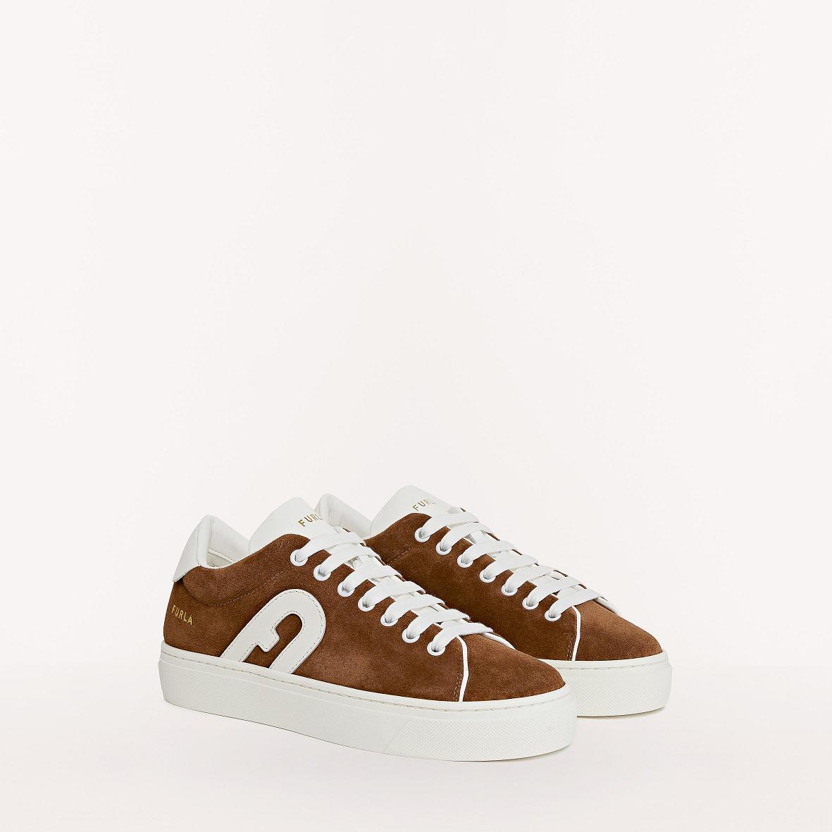 Furla Joy Sko Danmark - Sneakers Dame Brune Hvide UEF715408